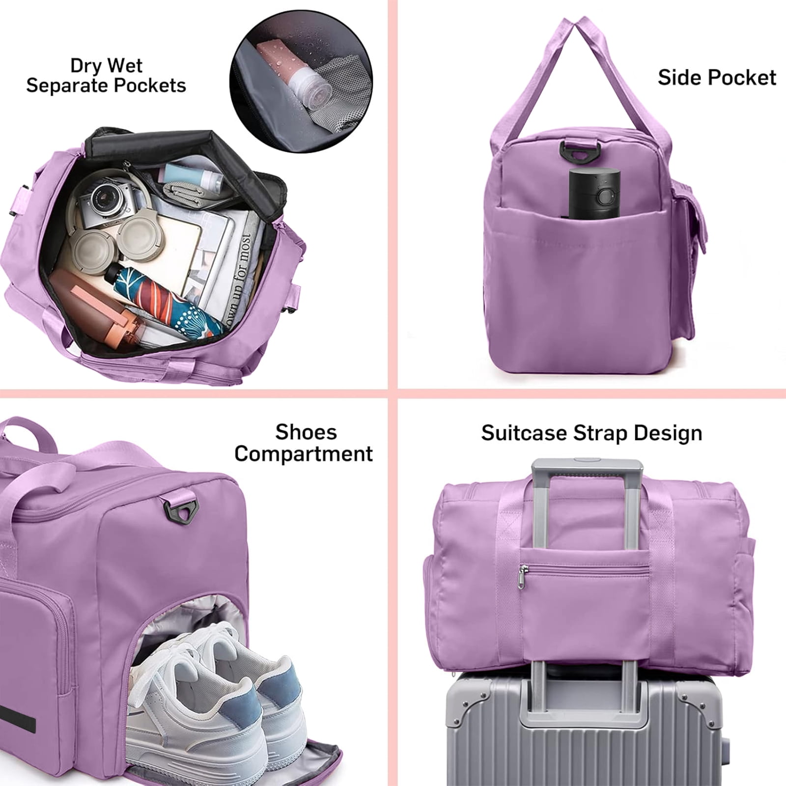 Gynky Duffel Bag 4 in 1 Travel Backpack Duffle Bag Weekender Bags for Women Gym Bag with Shoe and Wet Compartment Carry On Dance Bag