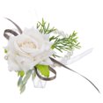thumbnail image 6 of CTIRCHIU White Silk Flower Wristband, Bridal Pearls for Wedding Party, 6 of 8