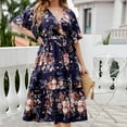 thumbnail image 5 of Aloohaidyvio 2024 Summer Plus Size Dresses,Women V Neck Casual Loose Bohemian Floral Dresses Short Sleeve Summer Beach Tummy Midi Dresses 4XL, 5 of 6
