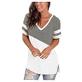thumbnail image 3 of Mittory Womens Plus-Size Tops Color Block T Shirts Short Sleeve Tunics T Shirts Summer Short Sleeve Casual Cotton, 3 of 5