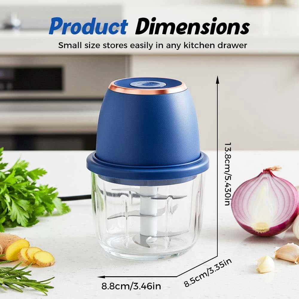 Rechargeable Electric Garlic Chopper, 350ml Compact Mini Portable Food Processor For Household Kitchen Cooking