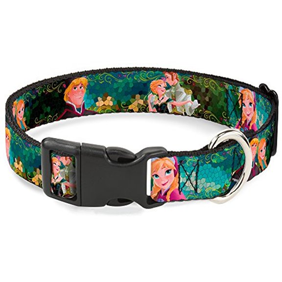 Buckle-Down Anna & Hans Anna & Kristoff Poses Disney Breakaway Plastic Clip Collar, Narrow-Large