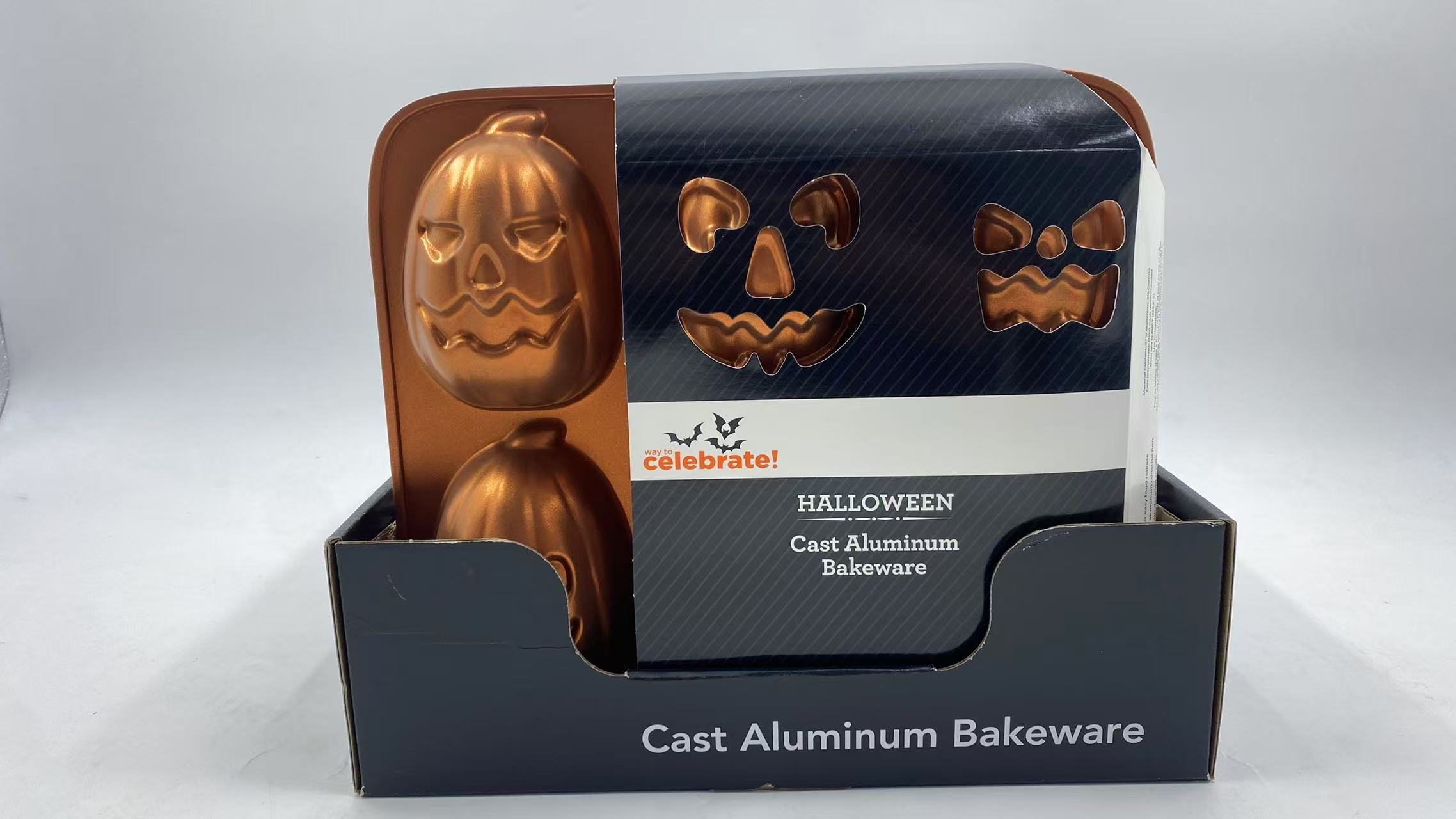 Way to Celebrate Pumpkin Cast Aluminum 6-Cavity Baking Pan, Orange lridescent