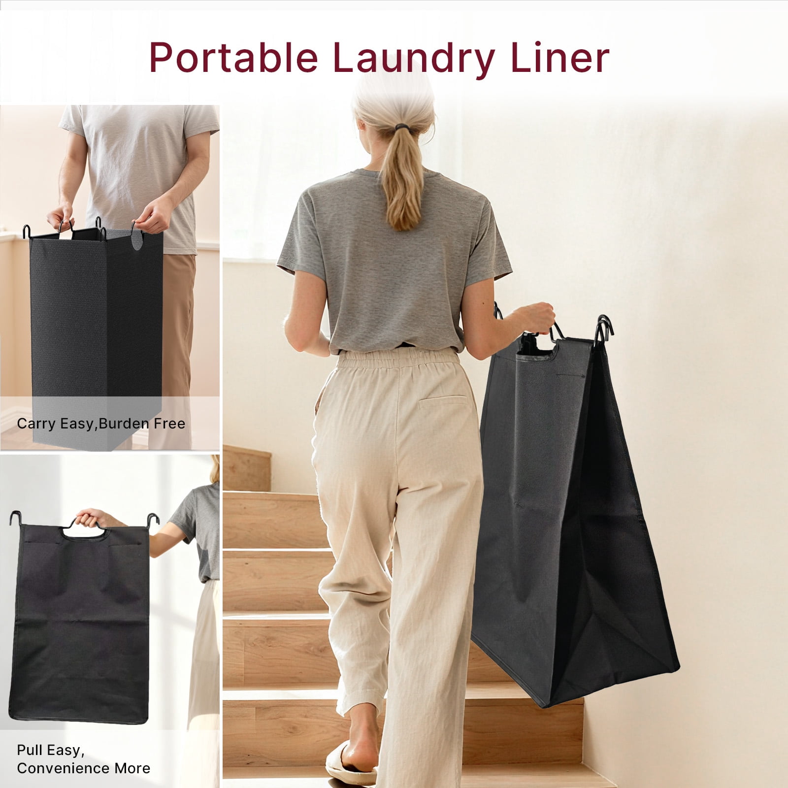 180L (47.55 Gal) Laundry Sorter 3 Section, Rolling Laundry Basket with Lockable Wheels and Lid, Laundry Hamper with 3 Separated Removable Bags Dirty Clothes Hamper for Laundry Room Organizer, Black