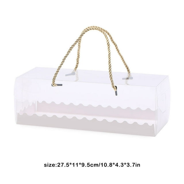 10 Pieces Transparent Cake Packaging Cakes Holder with 10 Pieces Portable Box PET Dessert Rectangle Shape Holder Paper Cupcake Case Decorating Tool