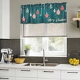 thumbnail image 4 of Teal Green Christmas Curtain Valances for Windows, Kitchen Valance Window Treatments Panel 2 Pack, Xmas Balls Star Winter Holiday Rod Pocket Short Curtains for Bathroom Bedroom 60 x 18 Inch, 4 of 8