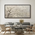 thumbnail image 2 of Large Framed Canvas Print White Blossom Tree on Neutral Background - Modern BotanicalWall Art Decorative Ready to Hang Painting for Living room Bedroom 60x30 inches Black Frame, 2 of 9