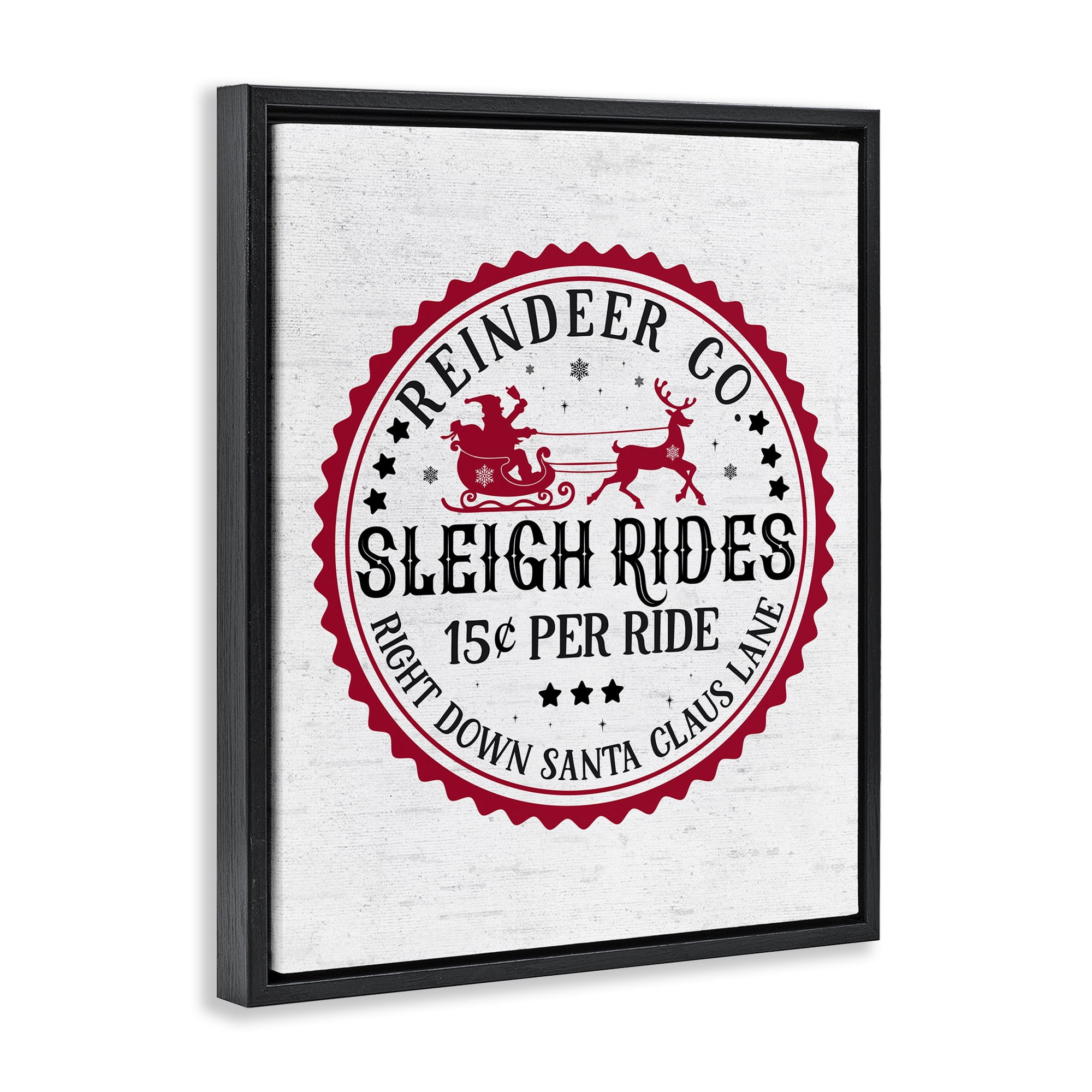 Stupell Industries Vintage Sleigh Rides Holiday Painting Black Floater Framed Art Print Wall Art, 25 x 31