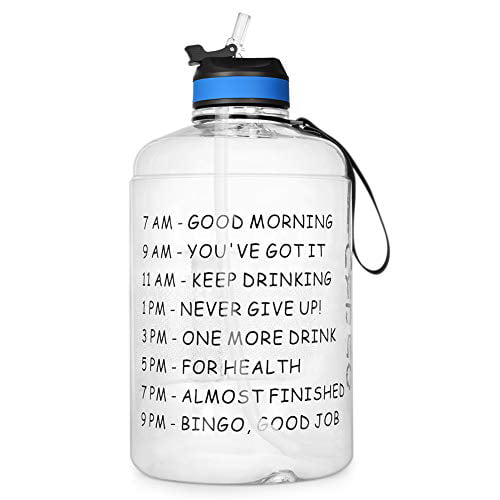 Opard Gallon Water Bottle with Time Marker Straw and Handle 128oz 1 Gallon Water Jug BPA Free Motivational Big Large Sports Water Bottle for Gym Fitness 