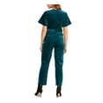 thumbnail image 2 of RACHEL ROY Womens Teal Corduroy Zippered Bell Sleeve V Neck Party Straight leg Jumpsuit 2, 2 of 2