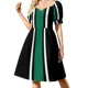 thumbnail image 1 of Vestido sin mangas de rayas verticales para mujer negro blanco y verde vestido de fiesta de lujo vestidos de baile vestidos de noche, 1 of 6