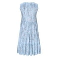 thumbnail image 4 of SMihono Floral Sundresses for Women 2025 Vacation Summer Beach Dresses Casual Flowy Knee Length Tshirt Dress Sleeveless Ruffle Dress Blue L, 4 of 5