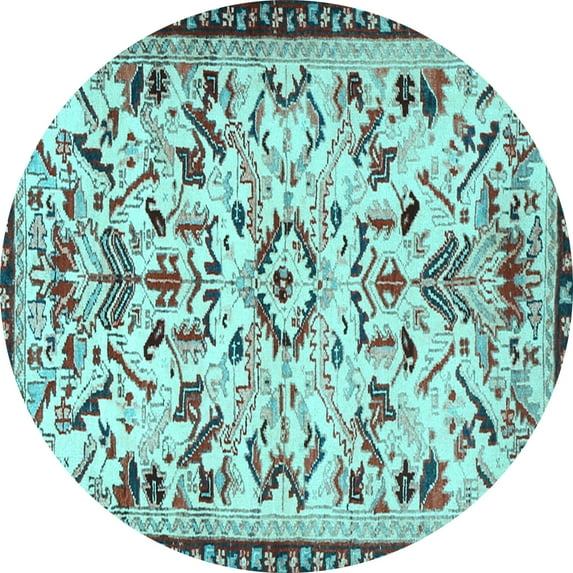 Ahgly Company Indoor Round Animal Light Blue Traditional Area Rugs, 3' Round