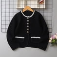 thumbnail image 6 of Gubotare Girls Fall Sweater Girls Cardigan School Uniforms Tops Toddler Knit Long Sleeve Button Sweater Lightweight Crewneck Fall Outwear Size 7-8 (Black,7-8 Years), 6 of 9