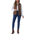 thumbnail image 2 of CHALECO SIN MANGAS DE SUEDE FALSO PARA MUJERES INSPIRE CHIC, CON BOTONES Y BOLSILLOS, COLOR CAFÉ, TAMAÑO L, 2 of 6