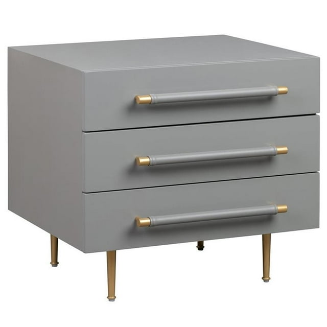 Table de Nuit en Bois d'Acacia Gris Trident