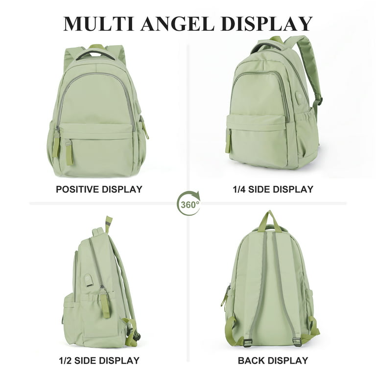 School Backpack for Women Men,Waterproof Bookbag for College Students Small  Cute Backpacks for Boy Girls Teens Fits 15.6Inch Notebook Light Green
