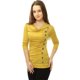 thumbnail image 4 of Top Acanalado Con Botones Y Mangas Largas Con Cuello Vuelto Para Mujer Amarillo S, 4 of 6