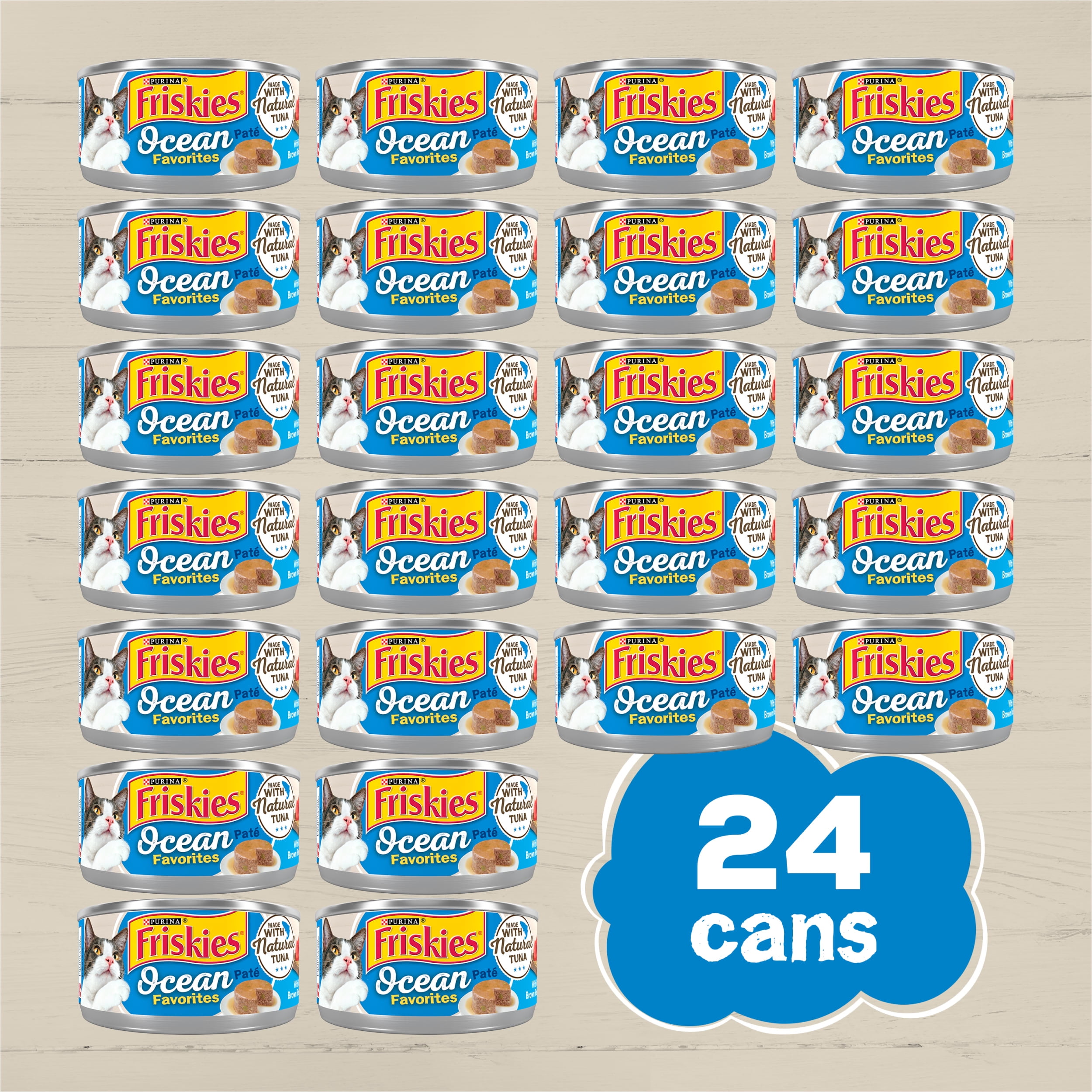Purina Friskies Ocean Favorites Pate Tuna, Wet Cat Food, 5.5 oz Cans, 24 Pack