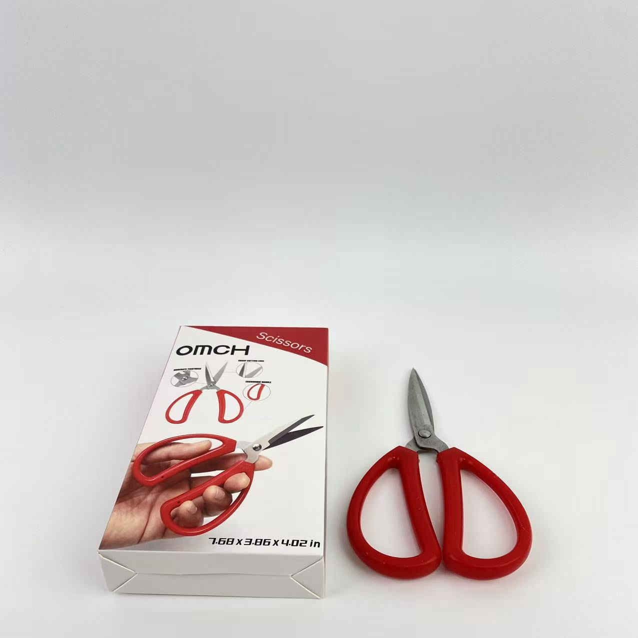 omch Scissors,Multi-Purpose Perfect for Cutting Stainless Steel Sharp Scissors with Red Handle for Home Use Arts Crafts