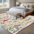 thumbnail image 4 of Large Area Rugs for Living Room Bedroom, Watercolor Wildflowers 6'x9' Rug Washable Carpet Runner Indoor Outdoor, Farmhouse Botanical Flowers Herbs Non Slip Floor Mats Rug for Kitchen, Playroom, 4 of 8