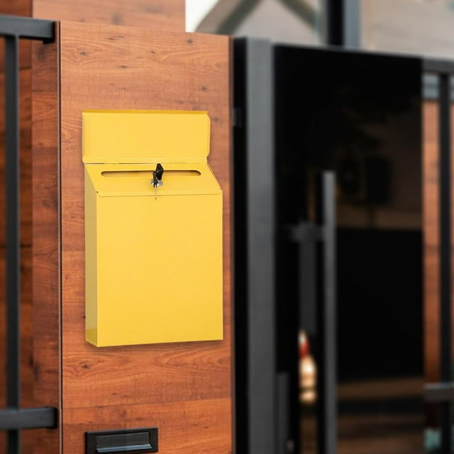 Buzón colgante BLESIY Amarillo Buzón de montaje en pared con llave Durable Soporte para revistas