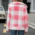 thumbnail image 5 of Women Fall Jackets Plaid Fleece Sherpa Zipper Lapel Coat With Pocket Color Block Warm Lightweight Jacket, 5 of 7