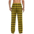 thumbnail image 6 of Momasggi Men's Plaid Pajama Pants Elastic Waistband Drawstring Lounge Pant Loose Casual Straight Leg Sleep Pants Lightweight Soft Pj Bottoms with Pockets Yellow 3XL, 6 of 7