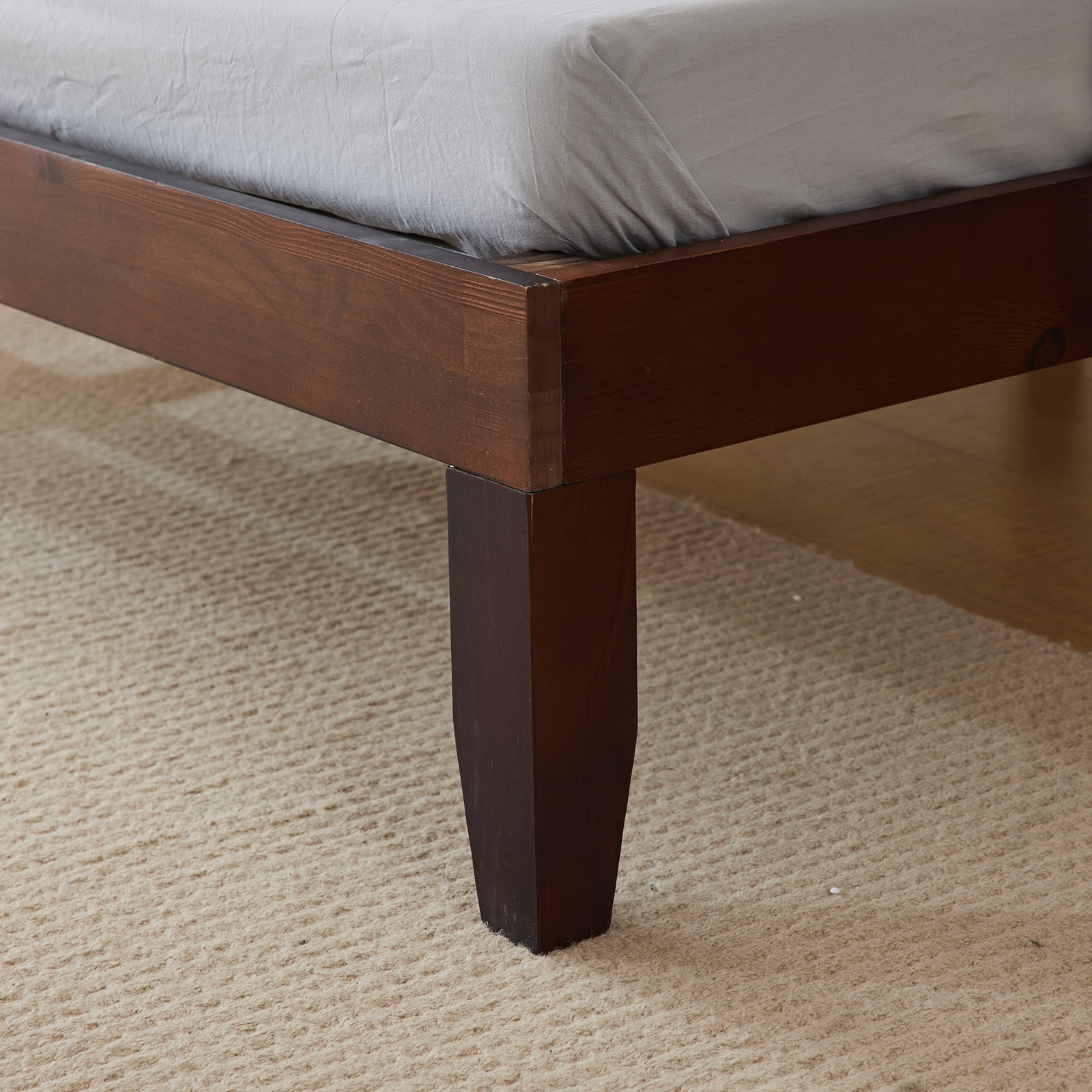 Ktaxon 12" Deluxe Wood Platform Bed Frame, Twin Bed Frame, Mattress Foundation, Antique Espresso Finish, Twin