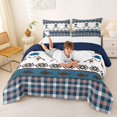 thumbnail image 3 of Manfei Farmhouse Fishing Full Size Comforter Sets, Rustic Tribal Aztec Bedding Comforter Set, Blue Brown, Blue Reversible, 3-Piece, 1 Comforter and 2 Pillowcases, 3 of 7