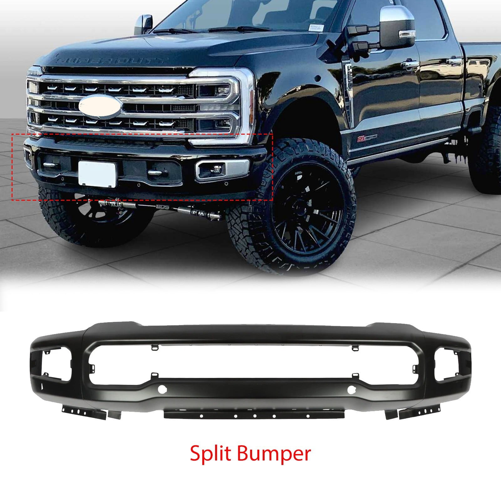 Black Steel Front Bumper For 2023-2025 Ford F250 F350 Super Duty W/Senser Holes
