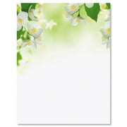 Current White Florals Easter Letter Papers - Set of 25 Spring Computer Stationery, 8 1/2" x 11", Easter & Wedding Flyers, Invitations, or Letters