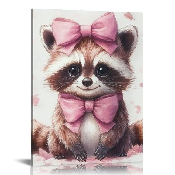 Patifu Cute Raccoon Canvas Print Wall Art for Living Room Bedroom 12x16 in
