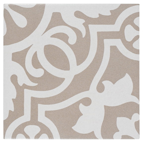 Bliss Victorian Beige 8-in. Encaustic Spanish/Moroccan Patterned Glazed Porcelain Wall & Floor Tile