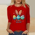 thumbnail image 2 of Camisetas Casuales de las Mujeres Impresas 3/4 Manga Cuello Redondo Blusa, Moda Ligera Superior para el Hogar Y el Uso Diario, Cómoda Imitación de la Tela Del Estante, 2 of 8