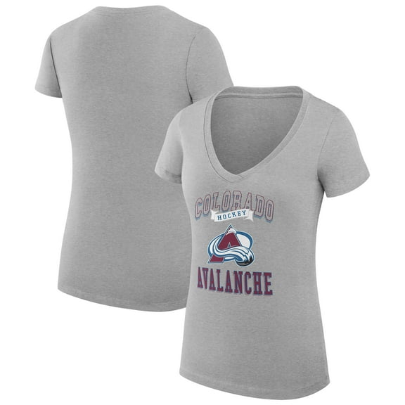 Women's G-III 4Her by Carl Banks Heather Gray Colorado Avalanche Super-Slim Fit Lightweight Team Logo Graphic V-Neck