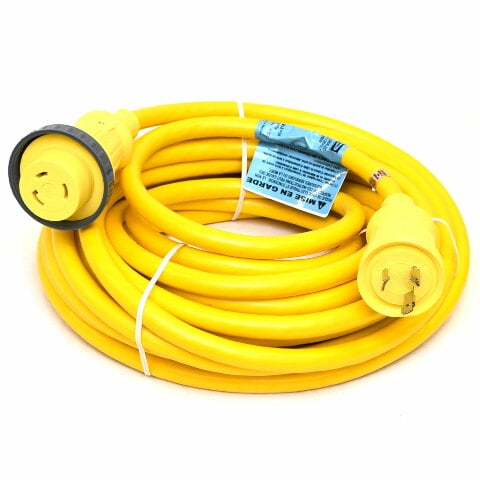 Hubbell Boat Shore Power Cable HBL61CM08LED | LED 30A 50FT Yellow