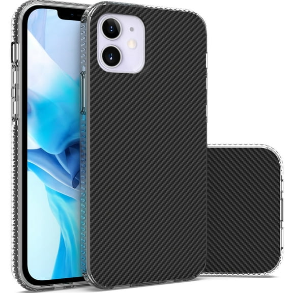 CoverON Apple iPhone 12 Mini Case (5.4"), Slim Lightweight Scratch Resistant Glossy Cover bumper Grip, Carbon Fiber