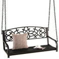 thumbnail image 2 of Costway 2-Person Metal Outdoor Porch Swing Hanging Patio Bench 485 Lbs Capacity Brown, 2 of 11