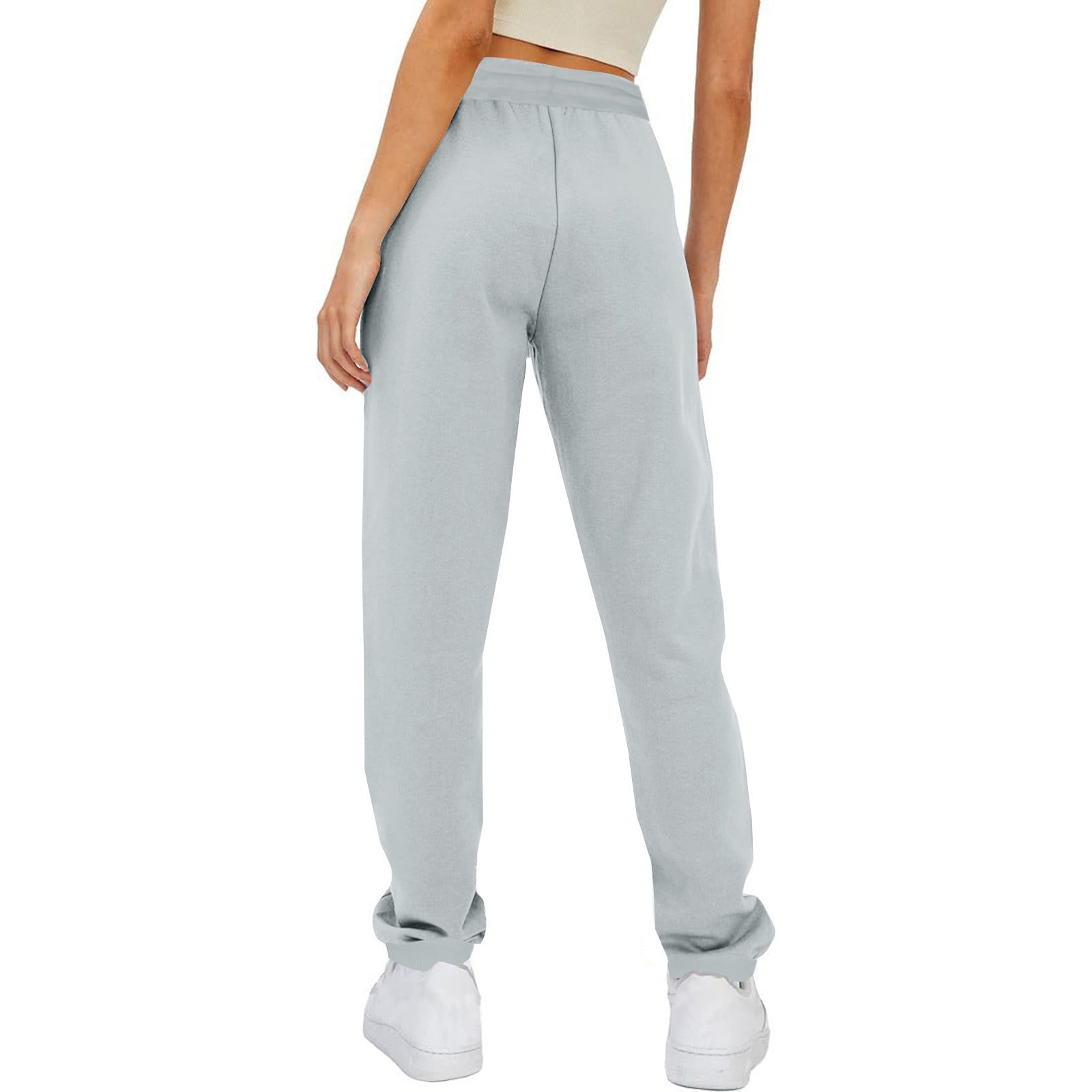 Womens Sweatpants Drawstring Fleece Lined Joggers Pants Solid Running Spring Sweatpants Women XXL - image 5