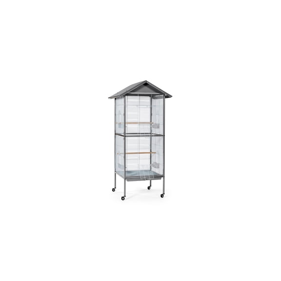 HomeStock Renaissance Romance Charming Bird Cage with Elegant Design, Intricate Details, and Spacious Interior for Birds-Color:Gray,Size:23.63"L x 23.5"W x 65.5"H