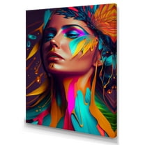 Designart Avant Garde Feather Sensual Portrait III Canvas Wall Art
