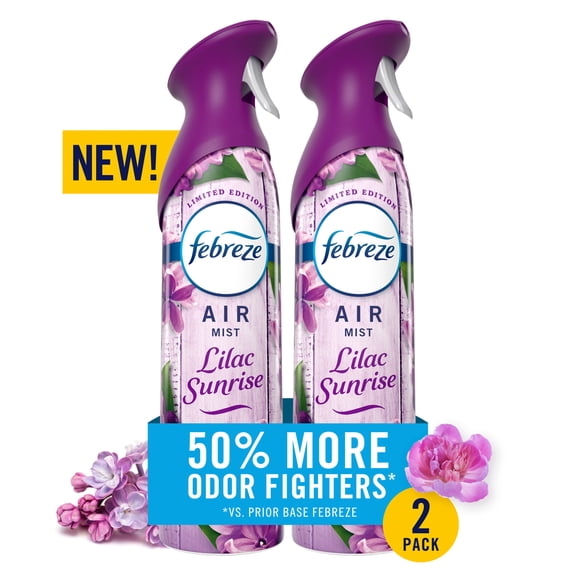 Febreze Air Mist Air Freshener Spray, Lilac Sunrise Scent, 8.1oz, 2ct