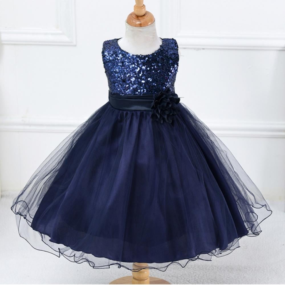 Girls Dresses Lace Wedding Party Sequin Mesh Sleeveless Flowers Party Ball Gowns