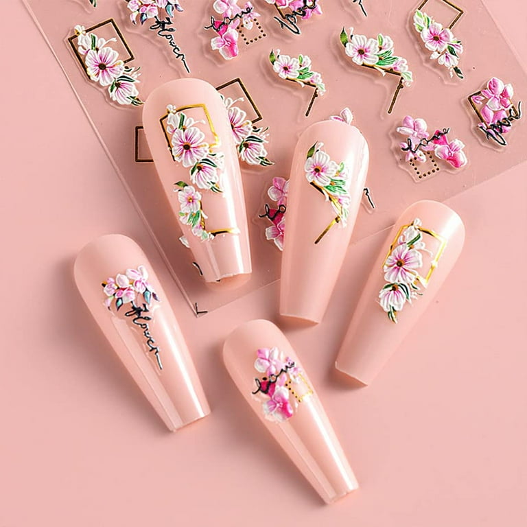 50 Fogli Adesivi Nail Art Con Fiori 3D Decalcomanie Colorate Punte - Foto 10