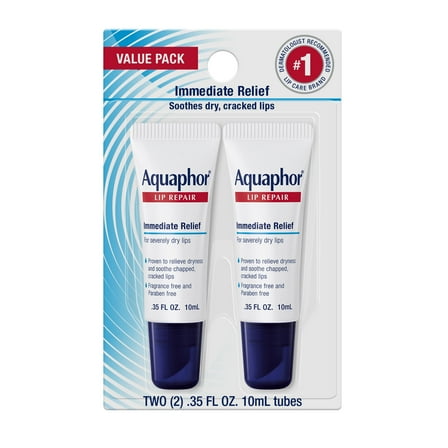 Aquaphor Lip Ointment, Lip Balm with Shea Butter, 0.35 fl oz, 2 Pack