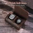 thumbnail image 4 of Hiram Leather Watch Roll Travel Case,Vintage Crazy Horse Leather 2-Slots Watch Box with Removable Velvet Pillows, Secure Metal Clasp, Perfect for Daily Display & Business Travel，Coffee, 4 of 7