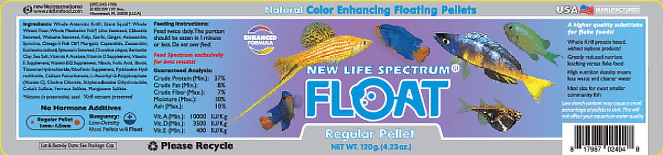 New Life Spectrum Float Fish Food Floating Pellets, 120 g