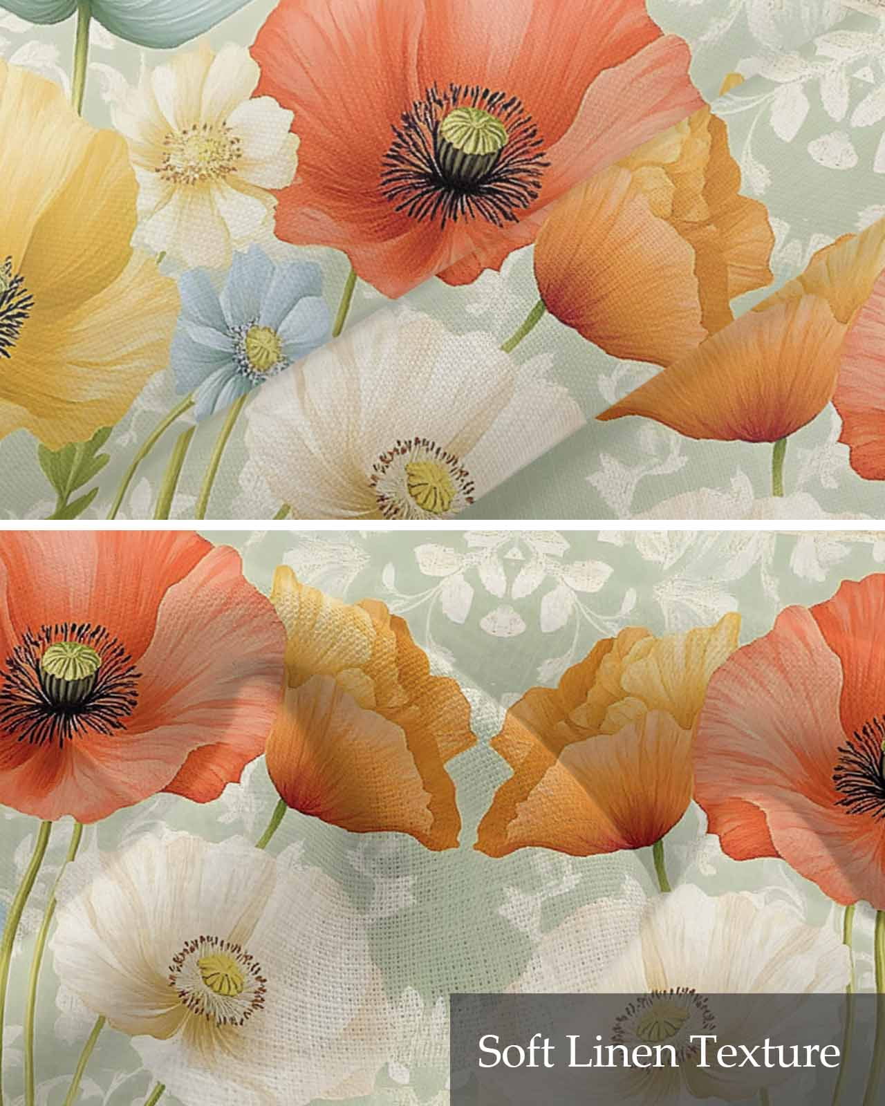 Vintage Spring Floral Kitchen Valances for Windows Farmhouse Linen Window Valance Curtain for Living Room Window Treatment Watercolor Pastoral Summer Botanical Valance Rod Pocket Topper, 54 x 18 Inch