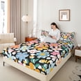thumbnail image 4 of Manfei Chic Colorful Flowers Full Size Sheets 4-Piece for Female Men,Polka Dots Breathable Bed Sheets,Spring Garden Lightweight Sheet Sets,Ultra Soft Home Decor, 4 of 7